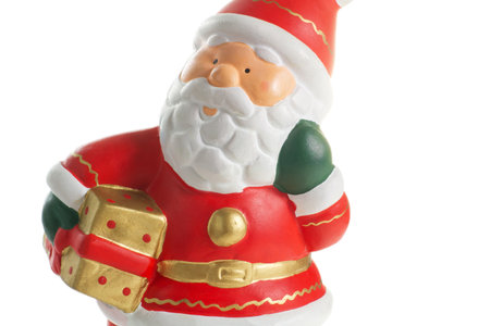 statuette of Santa Claus with a giftの写真素材