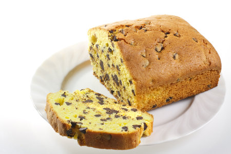 plum cake with chocolateの写真素材