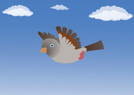Pigeon in the blue sky with cloudsのイラスト素材