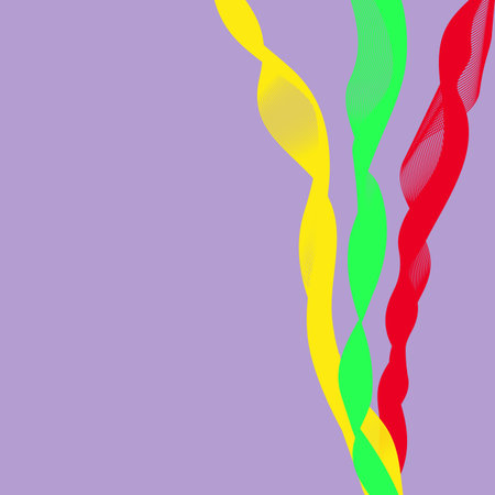 Yellow, green and red wavy ribbon on a purple backgroundのイラスト素材