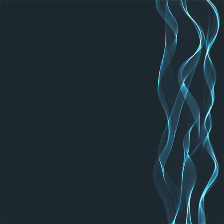 Blue wavy shiny ribbon on a dark backgroundのイラスト素材