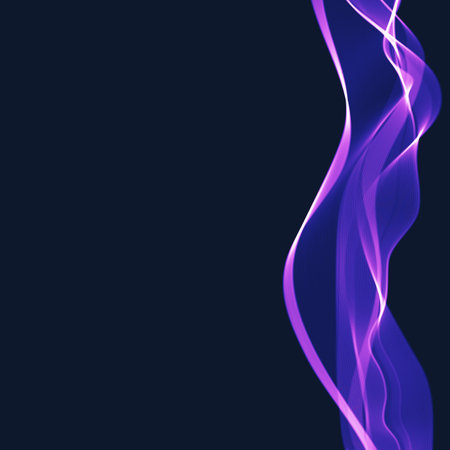 Blue wavy shiny ribbon on a dark backgroundのイラスト素材