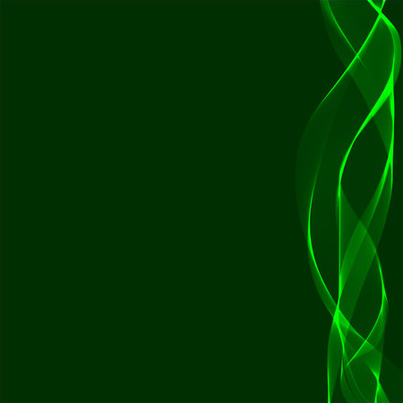 Green wavy shiny ribbon on a dark backgroundのイラスト素材