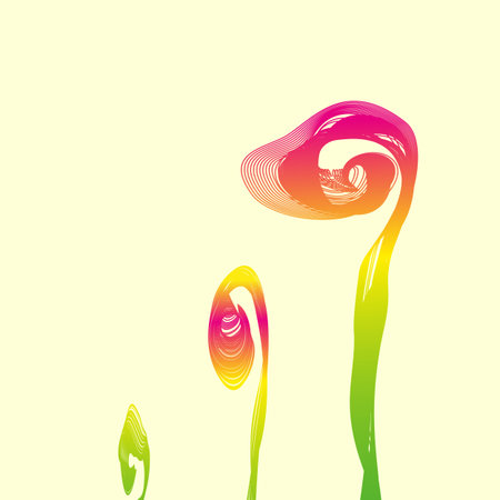 Bright multi-colored wavy bands, similar to sprout, flowerのイラスト素材