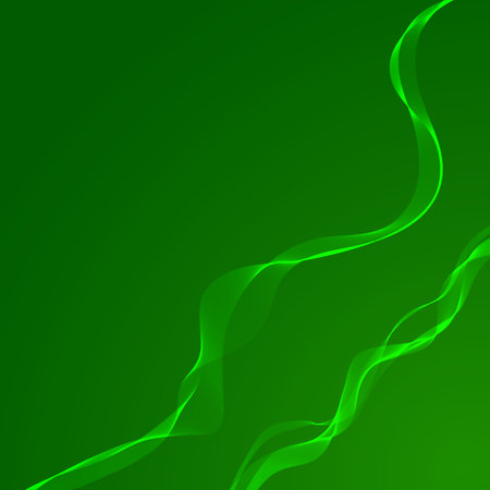 Green wavy shiny ribbon on a green backgroundのイラスト素材