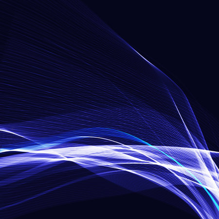 Blue wavy shiny ribbon on a dark backgroundのイラスト素材