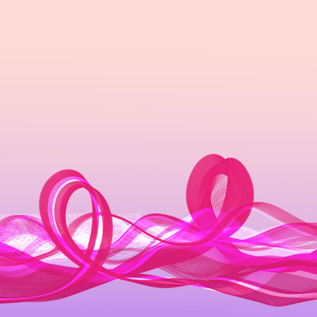 Pink wavy shiny ribbons on a light backgroundのイラスト素材