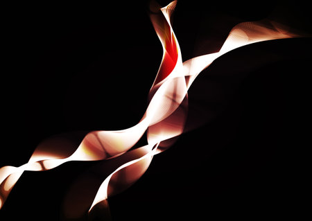 Light wavy ribbons on a dark backgroundのイラスト素材