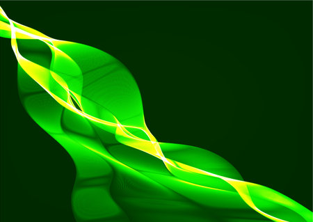 Green wavy shiny ribbon on a dark backgroundのイラスト素材