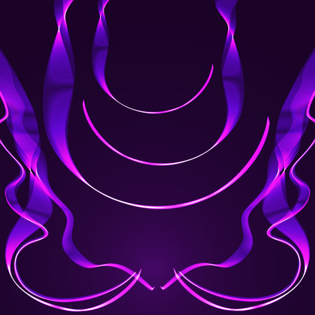 Blue and pink wavy shiny ribbon on a dark backgroundのイラスト素材
