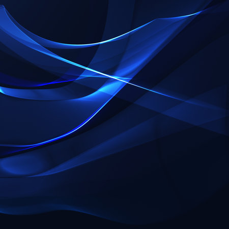Blue wavy shiny stripes on a dark backgroundのイラスト素材
