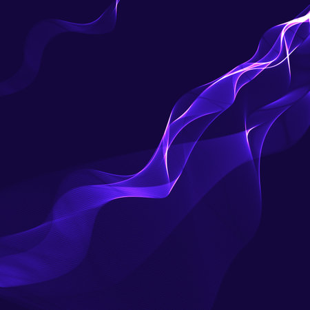 Blue wavy shiny stripes on a dark backgroundのイラスト素材