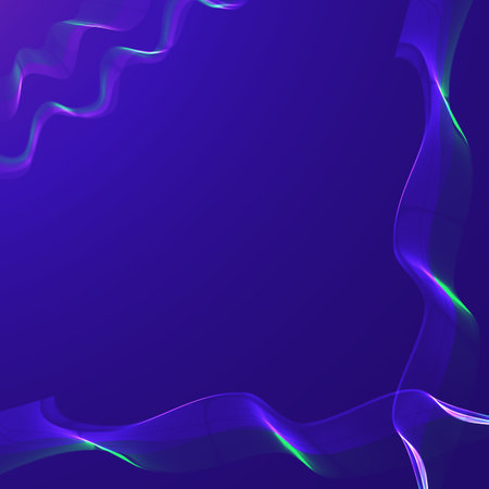 Blue wavy shiny ribbon on a dark backgroundのイラスト素材