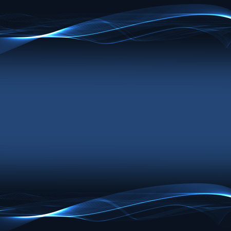 Blue wavy shiny stripes on a dark backgroundのイラスト素材