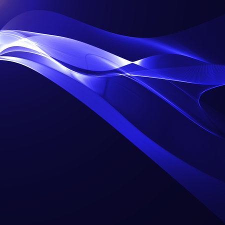 Blue wavy shiny stripes on a dark backgroundのイラスト素材