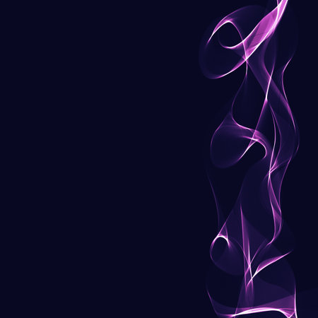 Purple wavy shiny ribbon on a dark blue backgroundのイラスト素材
