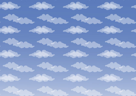 Blue sky with white clouds, vector seamless pattern.のイラスト素材