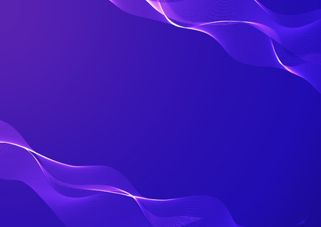 Blue shiny wavy ribbon on a dark blue background