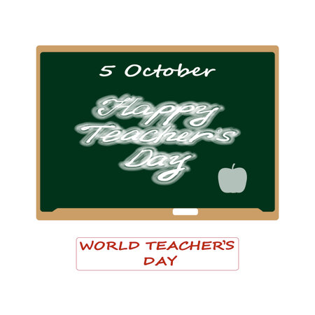 The inscription on the green board Happy Teachers Day. World teachers dayのイラスト素材