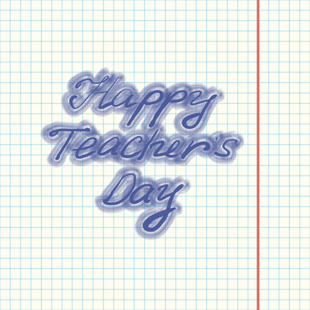 A notebook with a blue inscription Happy Teachers Day.のイラスト素材