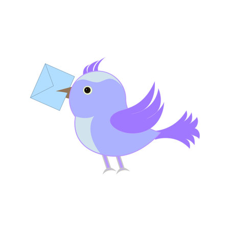 A postal bird with a letter. Vector illustration. EPS10のイラスト素材