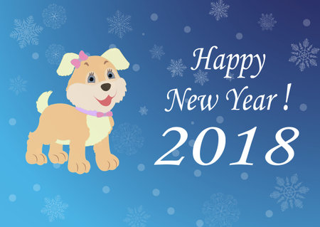 Abstract Christmas winter design with dog and snowflakes illustration.のイラスト素材