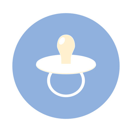 Baby pacifier vector icon. Baby's white dummy on a blue background.のイラスト素材