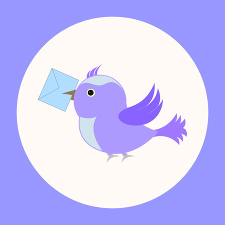 A postal bird with a letter. Vector illustration.のイラスト素材