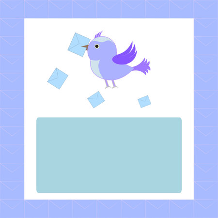 A postal bird with a letter.  illustration.の写真素材
