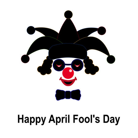 April Fools day with black and red clown icon in a hat.のイラスト素材