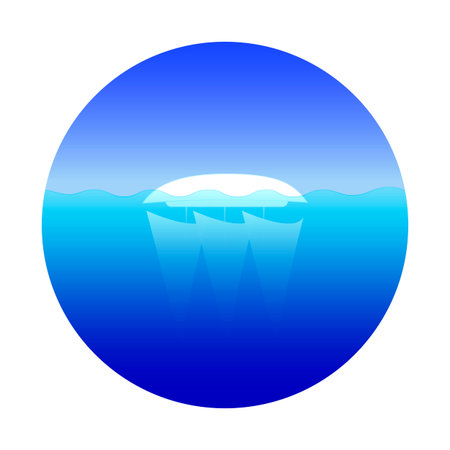 Yacht icon inverted, ship under waterの写真素材