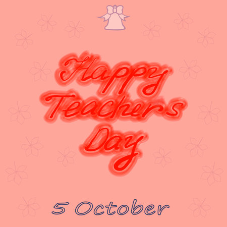 Purple with a red inscription Happy Teacher's Day. World Teachers' Day. 5 Octoberのイラスト素材