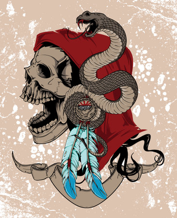 Native woman skull のイラスト素材