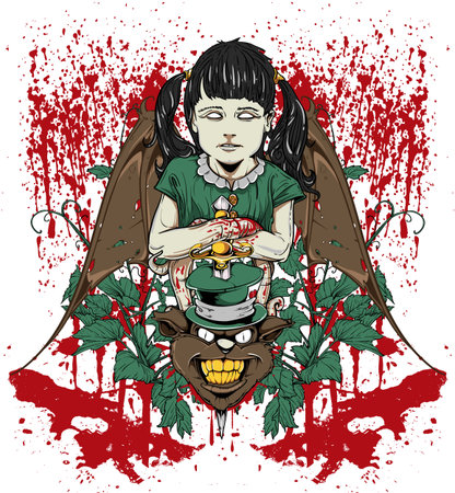 Little girl and bearのイラスト素材