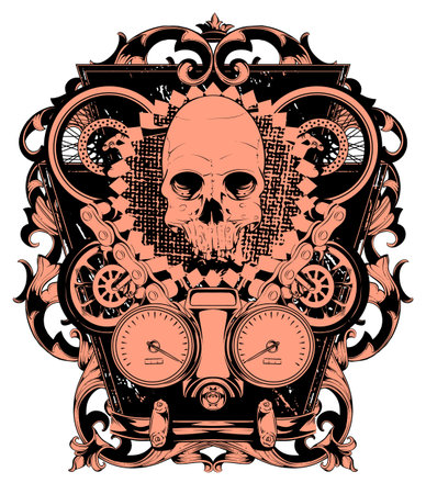 Skull and wheels のイラスト素材