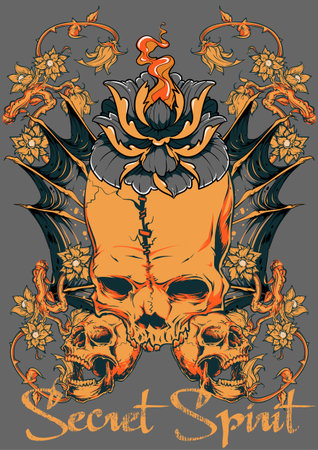 Secret spirit skull designのイラスト素材