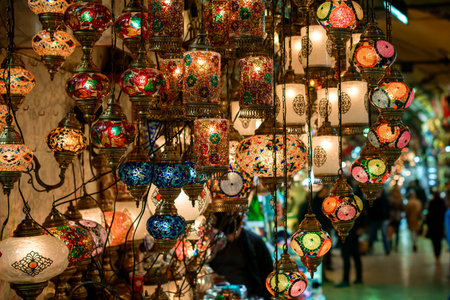 Turkish lamps for sale in the Grand Bazaarの写真素材