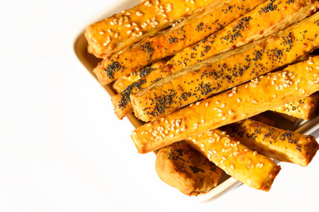Crispy bread sticks delicious meal .の写真素材