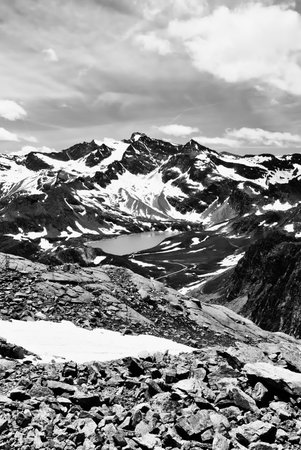 beautiful natural landscape in black and whiteの写真素材