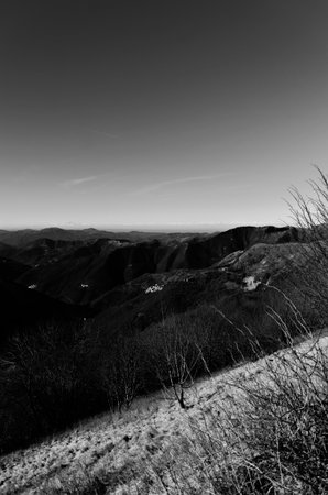 a beautiful natural landscape in black and whiteの写真素材