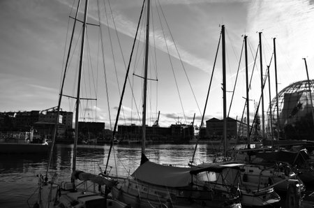 some boats at genoa pier, Italyの写真素材