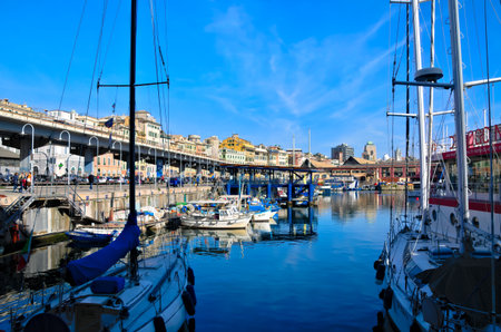 some boats at Genoa pierの写真素材