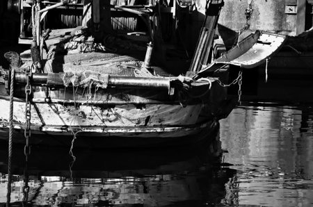 Boats in black and whiteの写真素材