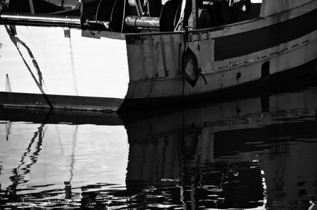 Boats in black and whiteの写真素材