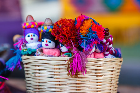 Colorful handcrafts at the San Juan Chamula street market, Chiapas, Mexico.の写真素材