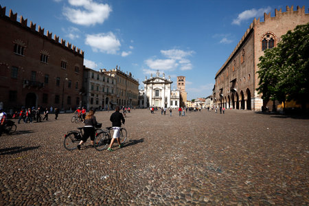 Sordello square in Mantua, Italy - April 17,2011のeditorial素材