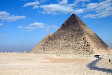 Egypt, archaeological site of Giza, the Cheope and Chefren pyramids
