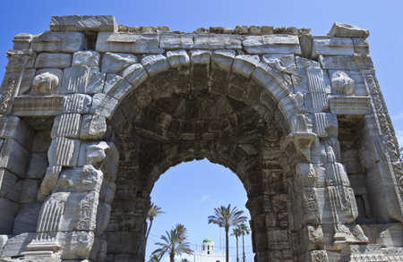 Libya,Tripoli,the Marco Aurelio Arch in the old Medinaの写真素材