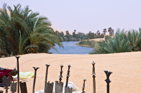 Libya,Sahara desert,the Ubari lakes areaの写真素材