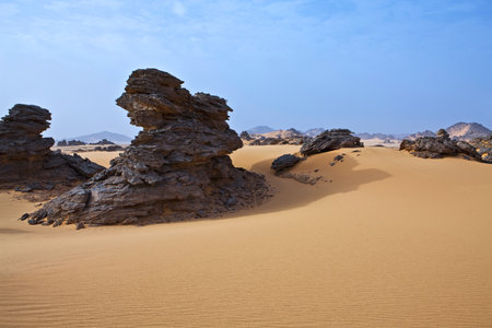 Libya,Sahara desert,the Akakus rocky areaの写真素材